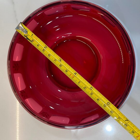 -Vintage Ruby and Milk-glass Hand Painted Bowl- Mod Kitchen Luxe - Picture 14 of 16
